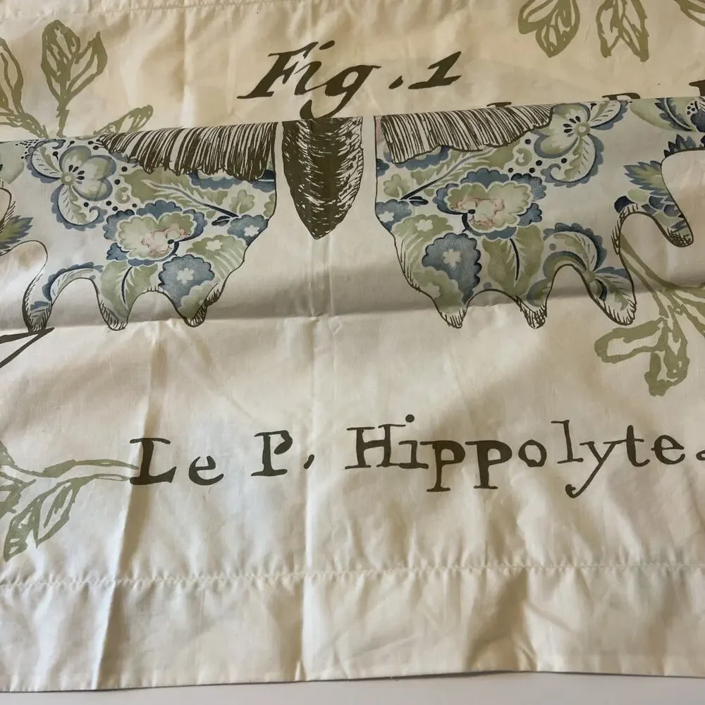 Pottery Barn Butterfly Script French Romantic Cotton Euro Pillow Sham 29”x 29”